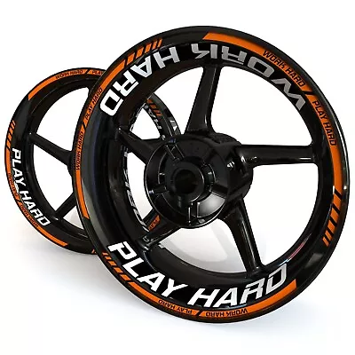 Wheel Stickers  Work Hard - Play Hard  Rim Tape Motorcycle Decals Graphics 17  • $59.99