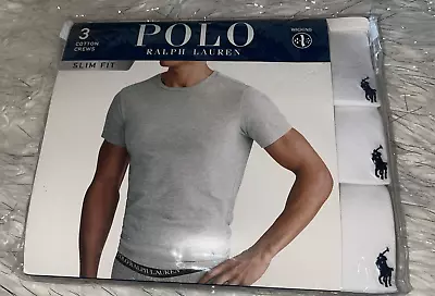 3 Pack POLO RALPH LAUREN Men's Slim Fit Crew Neck Short SLV T Shirts WHITE SZ S • $35.55