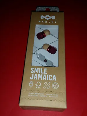 House Of Marley - SMILE JAMAICA Earbuds With Mic - Red On White - NEW IN BOX • $14.88