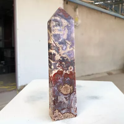 483g Natural Indonesian Purple Striped Agate Quartz Crystal Obelisk Healing P713 • $0.99
