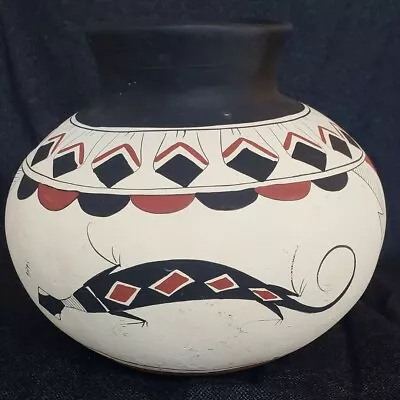 Vintage R. Galvan Mexican Pottery Large Vase Signed By Artist Lizard Southwest  • $24.99