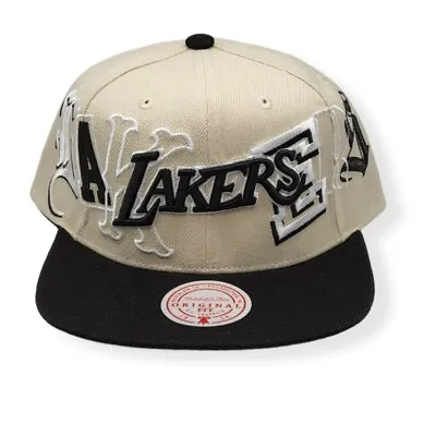 Mitchell & Ness Los Angeles Lakers Hype Type HWC Cream Adjustable Snapback Hat • $40.99