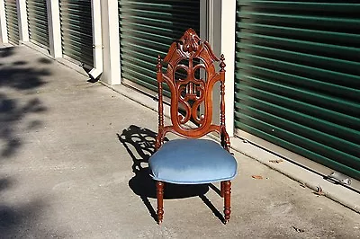 Gorgeous Large Walnut Victorian Rococo Slipper Chair W Lyre Carved Back ~Ca.1860 • $337.50