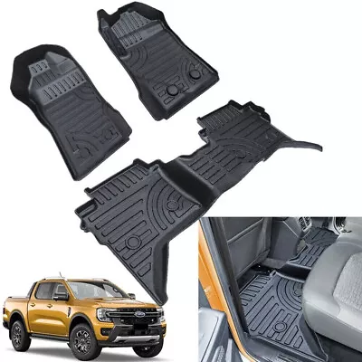 3D TPE Car Floor Mats Fit For 2022 2023 2024+ Ford Ranger Next Gen Matt Black • $168