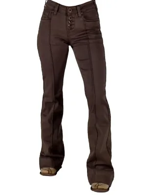 Cowgirl Tuff Western Jeans Women Flare Trouser Button Chocolate JCHOCO • $89.94