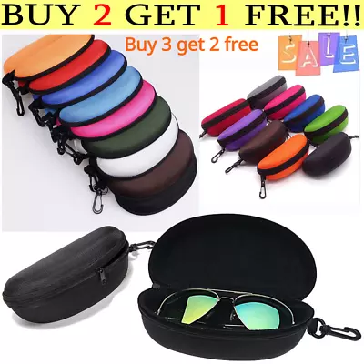 Portable Zipper Eye Glasses Sunglasses Hard Case Box Protector Hold Gift Large • £3.85