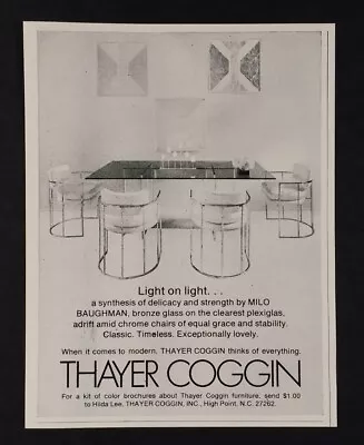 1971 Thayer Coggin Milo Baughman Modern Dining Table Chairs Vintage Print Ad • $9.99