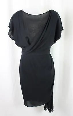 Chanel Boutique Vintage Nan Duskin Black Silk Sheer Asymmetrical Dress Size 38 4 • $539.10