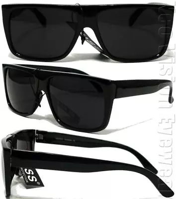 Gangster Flat Top Square Sunglasses OG LOC Style Super Dark Black K60SD • $9.99