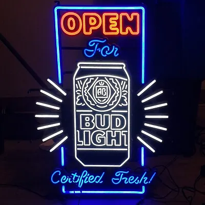 Bud Light LED Beer Sign Lighted Neon Open Sign Red White Blue • $300