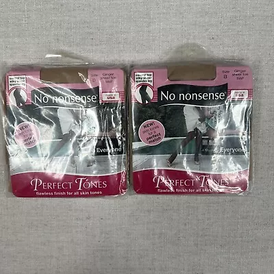 New 2 Pairs No Nonsense Perfect Tones CT Pantyhose Size B Ginger • $10.79