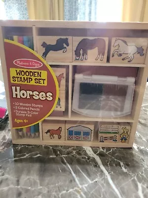 Melissa & Doug Wooden Stamp Activity Set: Horse Stable - 10 Stamps 5 Colored • $14.90