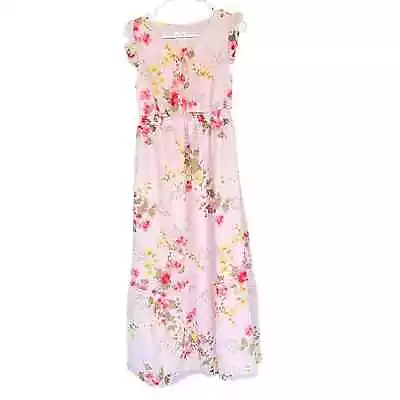 Isabel Maternity Maxi Dress Womens Small Pink Floral Lined Baby Shower  • $15