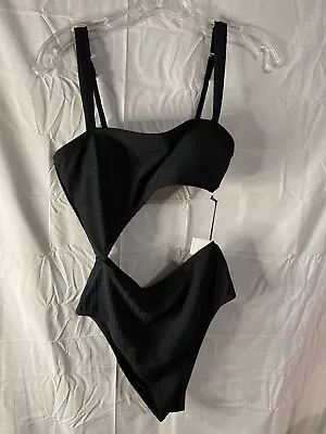 Shade Shore Swimsuit M One Piece Monokini Black Adjustable Straps  220747 • $15.99