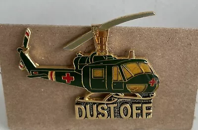 US ARMY UH-1 HUEY MEDEVAC HELICOPTER (DUST OFF) Pinback Lapel Hat Pin • $9