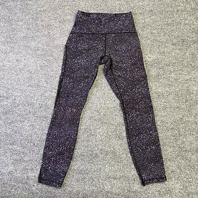 Lululemon Leggings Black Spotted Size 6 Luxtreme Yoga Workout Running Mesh Side • $17.99