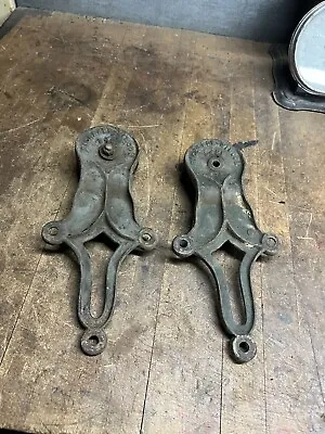 Antique Rare Old Richards Wilcox 542B Cast Iron Barn Door Rollers Pair Set USA • $149.99