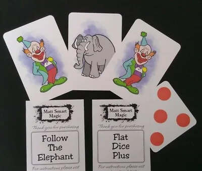 Follow The Elephant & Flat Dice Plus (Children's Magic Trick Bundle / Job Lot) • £5.99
