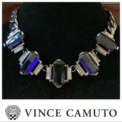 Vince Camuto Matching Gunmetal Statement Necklace/Bracelet Set Blue Stones NWT • $129.99