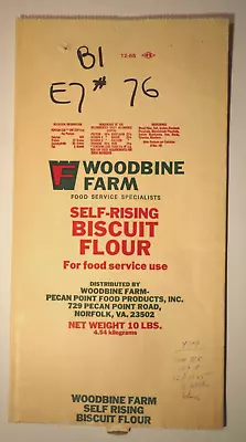 LARGE Vintage Paper Sack Bag - WOODBINE FARM BISCUIT FLOUR NORFOLK VA  1985 • $18