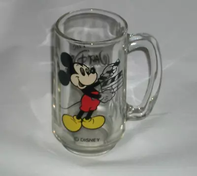 The Walt Disney Studios Mickey Mouse Vtg Clear Glass Tankard With Handle. • $16.02