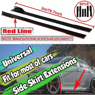 78.7  Side Skirts Extension Lip Splitter Gloss Black+Red For Nissan Maxima 200 • $39.59