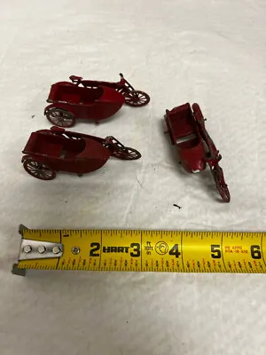 Vintage Lot 3 Cast Iron Bicycle W/ Side Car Red France • $34.99