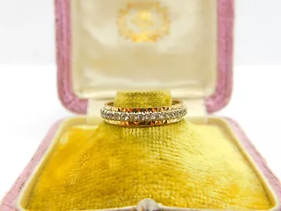 9ct Yellow Gold & Diamond Paste Full Eternity Ring Vintage C1970 • £98