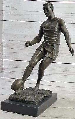 Rugby Player Athlete Sports Sculpture Statue Trophy Figure On Marble Base • $199.50