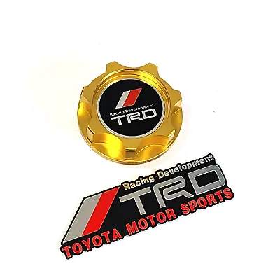 $31.99 • Buy Gold Billet Racing Engine Oil Filller Cap For Toyota Scion + Trd Emblem