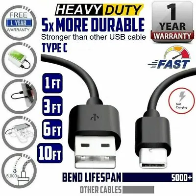 Heavy Duty Charging Phone Cable Type-C  USB-C For Samsung Android LG Charger A++ • $4.10