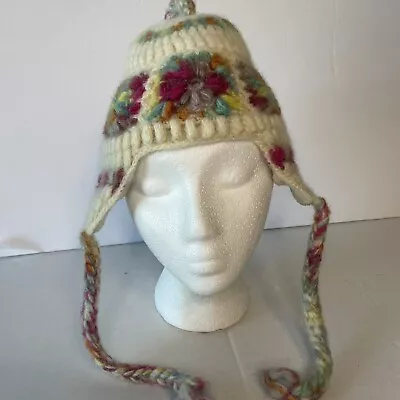 £9.88 • Buy Billabong 100% WOOL Ski Hat Beanie Floral  Ear Flaps  OSFA
