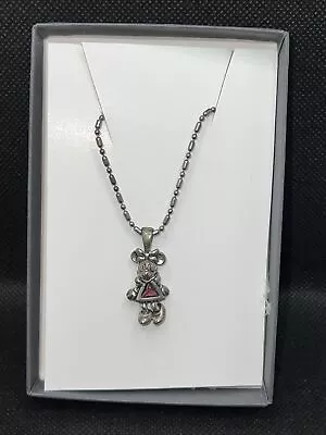 Disney Sterling Silver Minnie Mouse Necklace 24  Ball Bead Chain & Purple Stone • $33.29