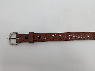 Western Leather Belt Embossed Studded Kids Youth Toddler 22 Cowboy Cowgirl • $13.45