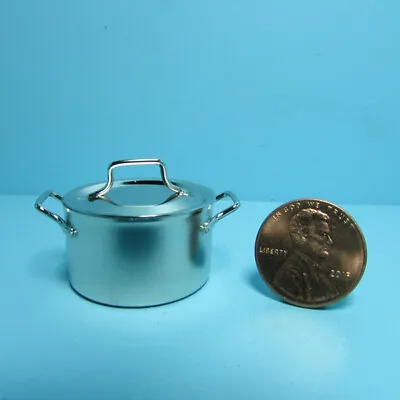 Dollhouse Miniature Silver Metal Cooking Large Stock Pot With Lid B0108A • $2.69