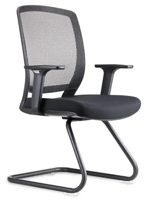 $290 • Buy Rapidline Visitors Office Chair Sled Base Boardroom Seating Chrome Black Mesh WM