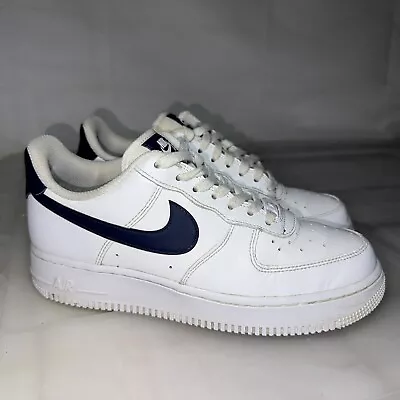 Womens NIKE Air Force 1 White Navy Blue Sneakers Size US 8 #33880 • $60