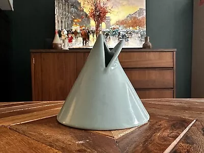 Vintage Mikasa Bud Vase Teal Japan Cone Teepee Geometric • $20