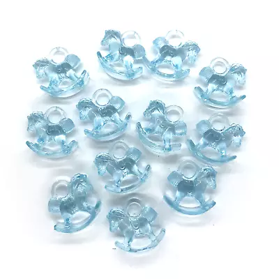 24 X Baby Blue Plastic Rocking Horse Charm Baby Shower Christening Favours Gift • £3.45