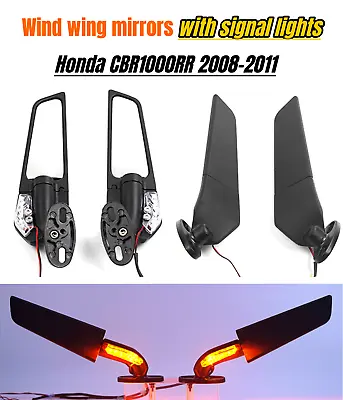 Motorcycle Turn Signal Lights Wind Wing Mirrors For Honda 2008-2011 CBR1000RR • $45.50