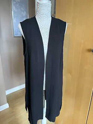 Peacocks Black Longline Waistcoat Size 14 • £3