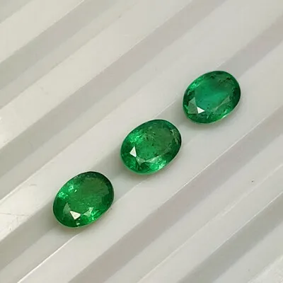 2.93 CT - Natural 3 Emerald Good Luster Green Gem Oval Set Zambian - 3660 • $98.27