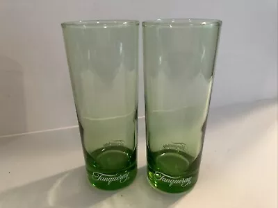 EUC Vintage Set Of 2 Tanqueray Gin Green Highball Glasses 6.25  Tall • £19.28