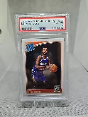 2018 Panini Optic Mikal Bridges RC Rated Rookie Card #200 PSA 8 • $1