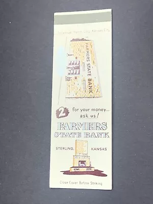 Vintage Kansas Matchbook: “Farmers State Bank￼” Sterling KS • $5.56