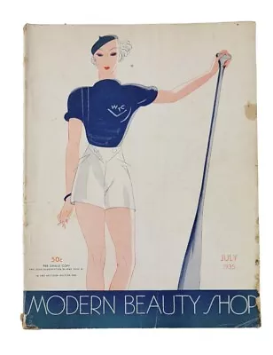 Vintage July 1935 Modern Beauty Shop Magazine Women Hairstyles Beauty Trends Ads • $94.99