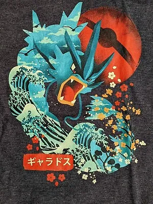 $22.99 • Buy Water Gyarados Pokemon Hirakana Kanagawa Wave Japanese T-shirt
