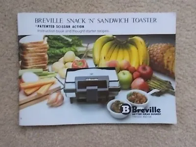 £5.99 • Buy Breville Snack And Sandwich Toaster - Instruction Book And Recipes