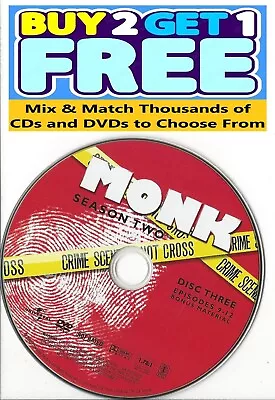 Monk (DVD) Second Season 2 Disc 3 Replacement Disc U.S. Issue Single Disc Only • $3.99