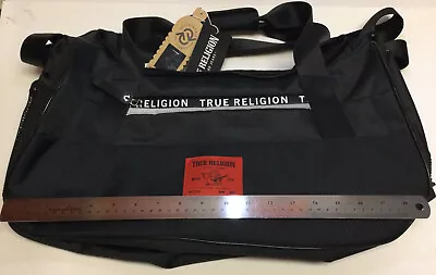 True Religion Jeans Black Duffel Gym Bag Lightweight Carry On 10” X 20” X 10” • $59.99